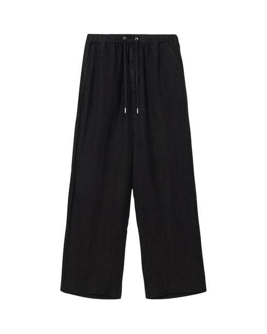 AllSaints Black Linen Sharp Trousers for men