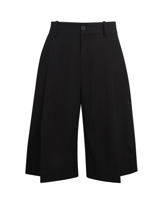 Studio Nicholson Black Cotton-Linen Fowld Shorts for men