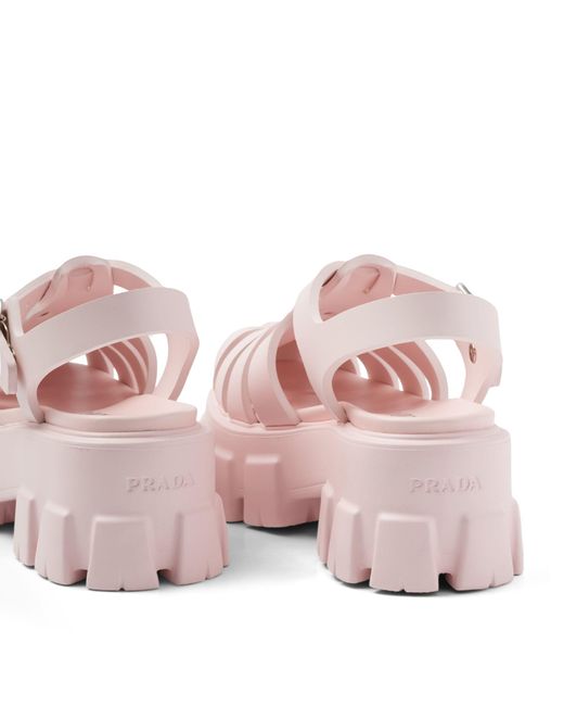 Prada Pink Rubber Platform Sandals 55