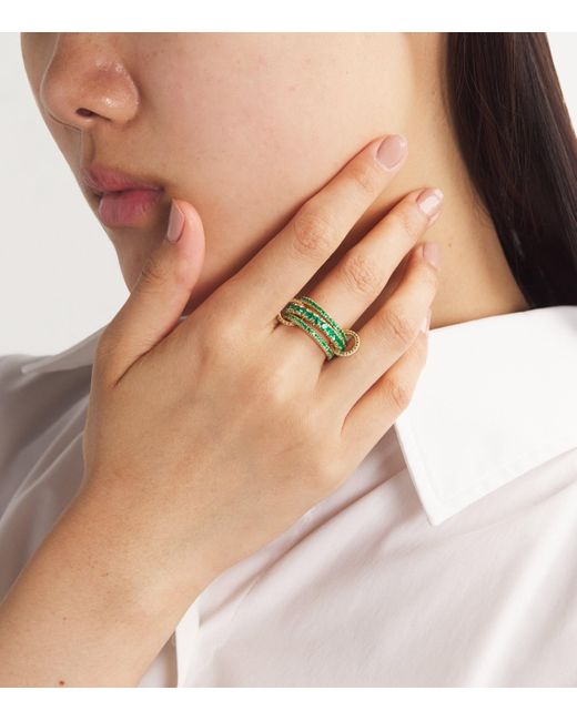 Spinelli Kilcollin Green Diamond And Emerald Pave Ring