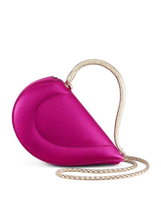 BVLGARI Pink Mini Leather Serpenti Cuoricino Top-Handle Bag