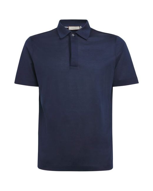 Canali Blue Mercerised Cotton Polo Shirt for men