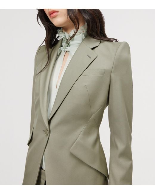 McQueen Green Wool Gabardine Single-Breasted Jacket