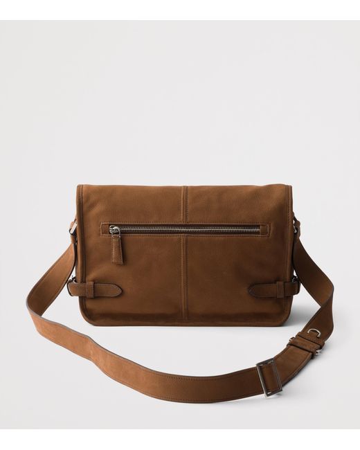 Prada Brown Nubuck Leather Shoulder Bag for men