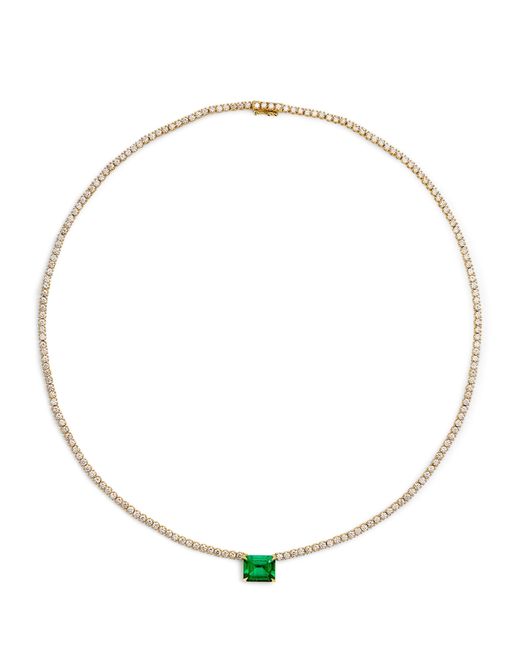 Anita Ko Metallic Yellow Gold, Diamond And Emerald Hepburn Necklace