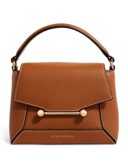Strathberry Brown Nano Leather Mosaic Top-handle Bag