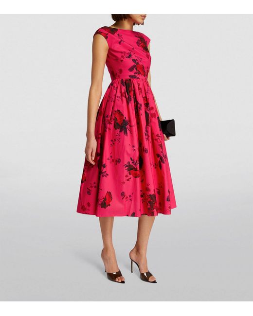 Erdem Red Floral Print Midi Dress