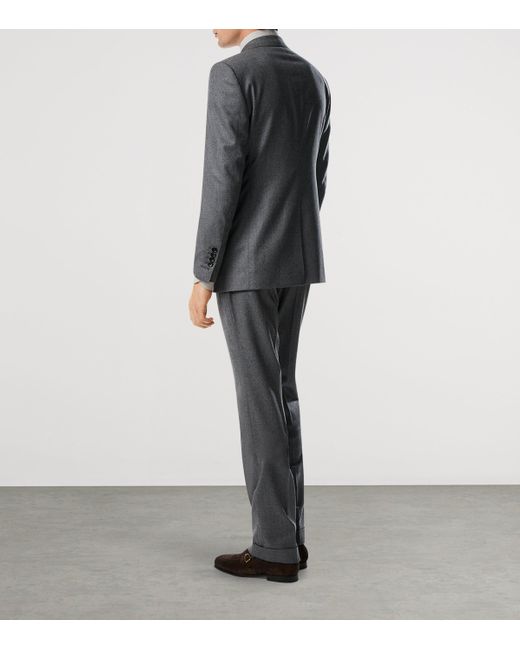 Tom Ford Gray Virgin Wool Double-Breasted Blazer for men