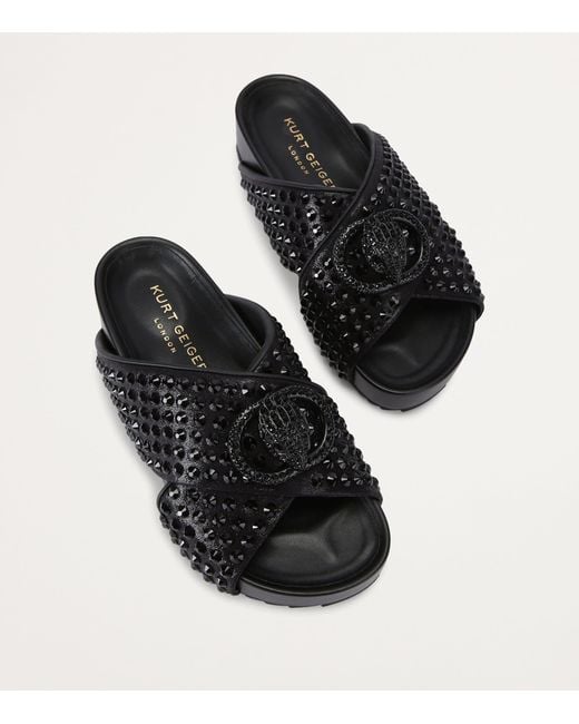 Kurt Geiger Black Chelsea Cross-Strap Slides