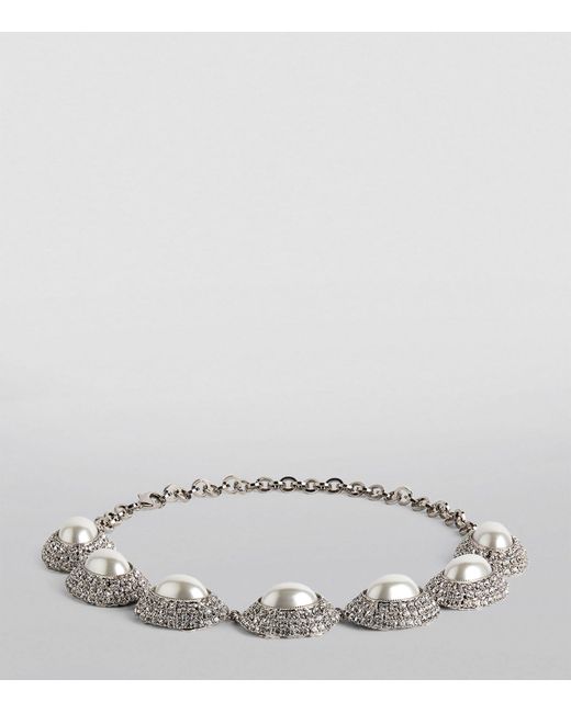 Alessandra Rich Metallic Crystal-embellished Necklace