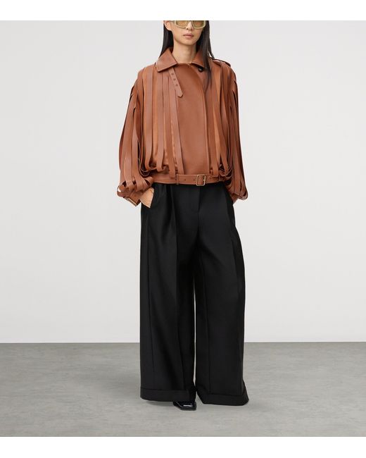 Loewe Black Wool-Silk Wide-Leg Trousers