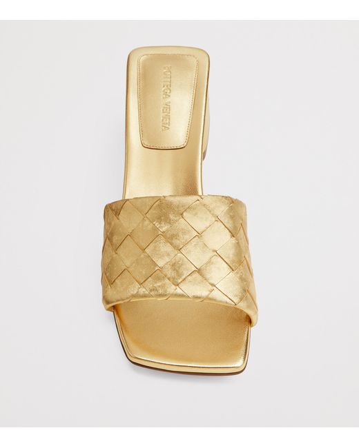 Bottega Veneta Natural Metallic Leather Parco Mules 45