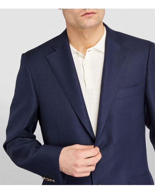 Canali Blue Mohair-blend Single-breasted Blazer for men