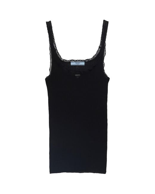 Prada Black Cotton Ribbed Tank Top