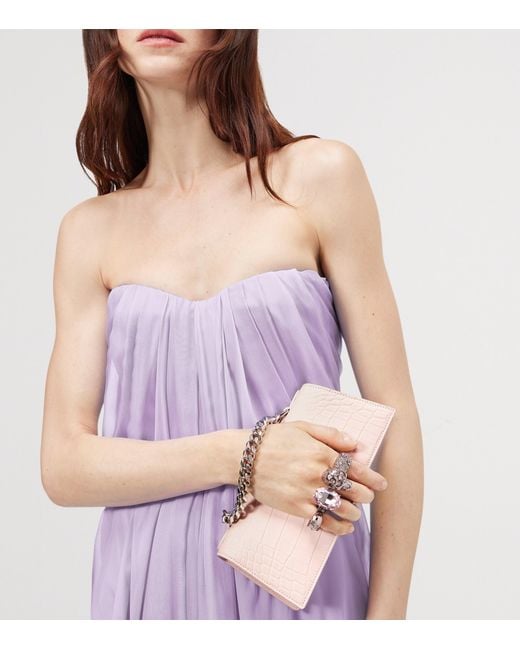 McQueen Pink Mini Leather Jewelled Shoulder Bag
