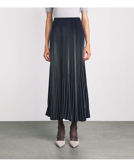 Fabiana Filippi Blue Crêpe De Chine Pleated Maxi Skirt