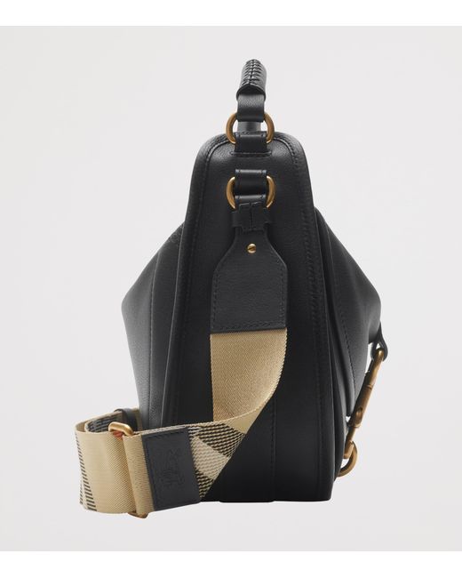 Burberry Black Small Calf Leather B Clip Messenger Bag