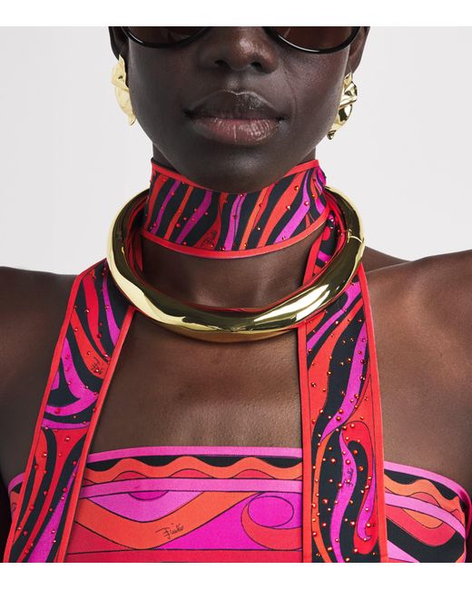 Emilio Pucci Red Embellished Printed Scarf