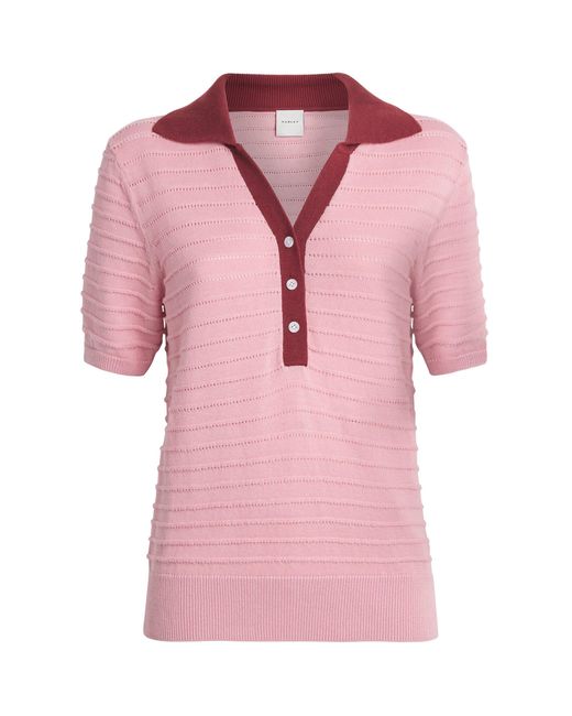Varley Pink Knitted Wren Polo Shirt