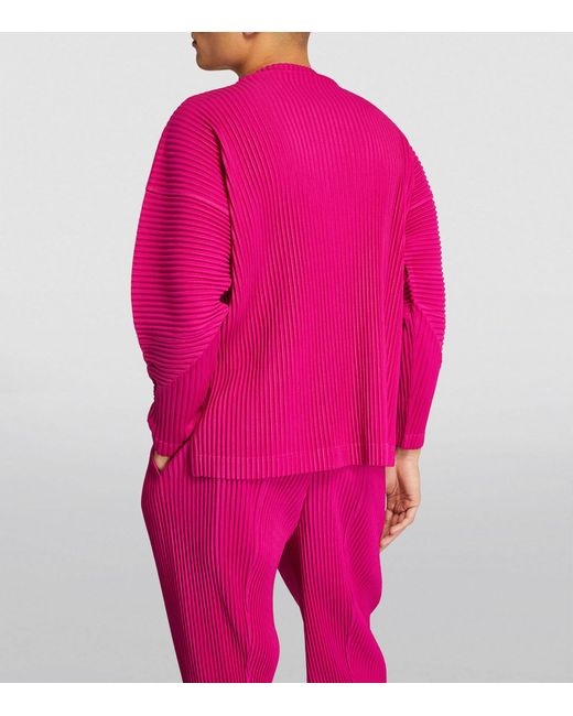 Homme Plissé Issey Miyake Pink Pleated High-neck T-shirt for men