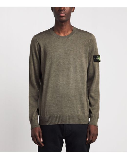 Stone Island Green Compass Logo Sweater for men