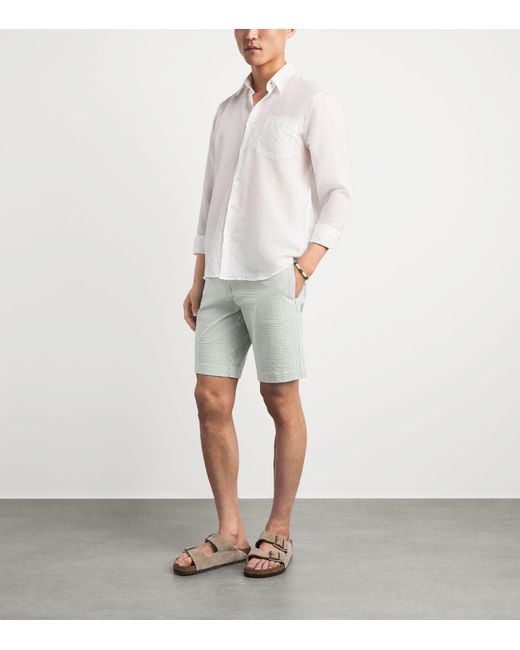 Vilebrequin Gray Seersucker Stripe Bermuda Shorts for men