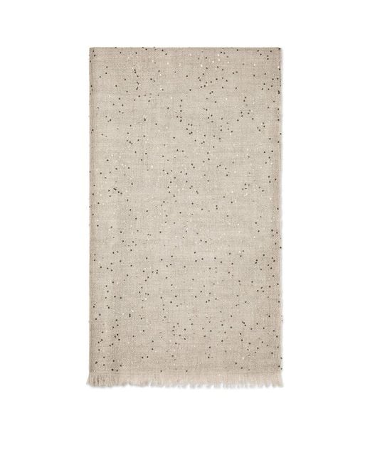 Brunello Cucinelli Natural Cashmere-Silk Embellished Scarf