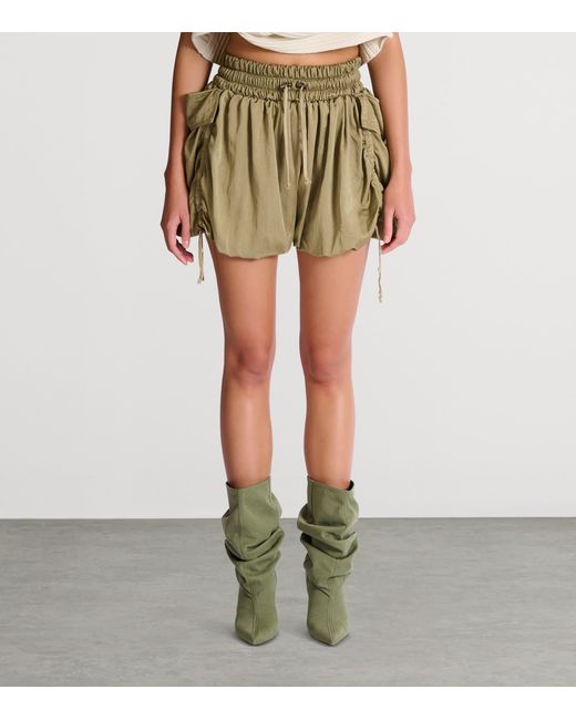 Balmain Green Twill Drawstring Shorts