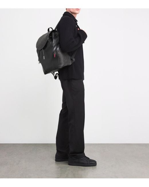 Christian Louboutin Black Funky Leather Backpack for men