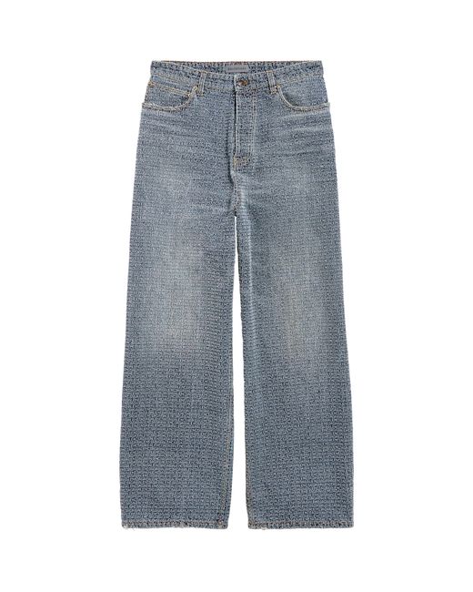 Balenciaga Blue Embroidered Logo Baggy-Fit Jeans for men