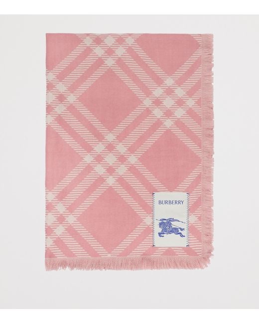 Burberry Pink Wool-Silk Check Scarf