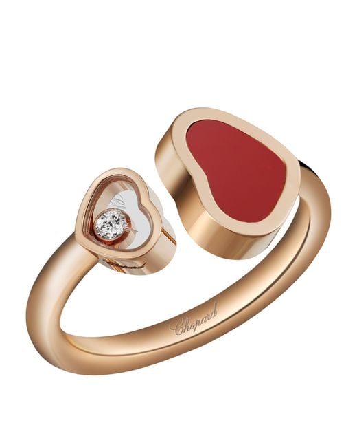 Chopard Pink And Diamond Happy Hearts Ring