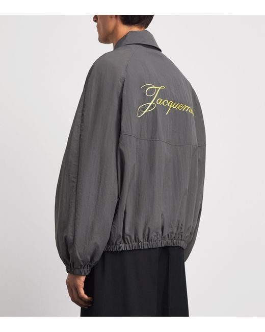 Jacquemus Gray Embroidered Initial Windbreaker Jacket for men