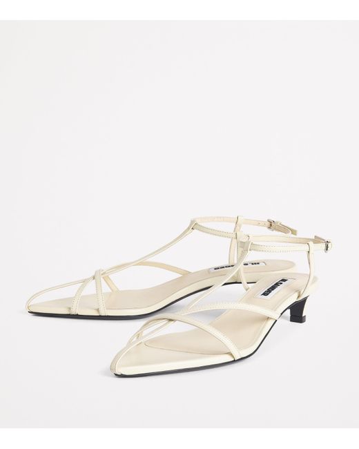 Jil Sander White Leather Strappy Heeled Sandals 35