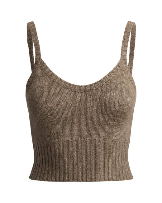 Ralph Lauren Brown Silk-Blend Mouliné Camisole Sweater