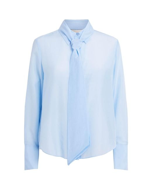 ME+EM Blue Cotton-Silk Cloud Layering Shirt