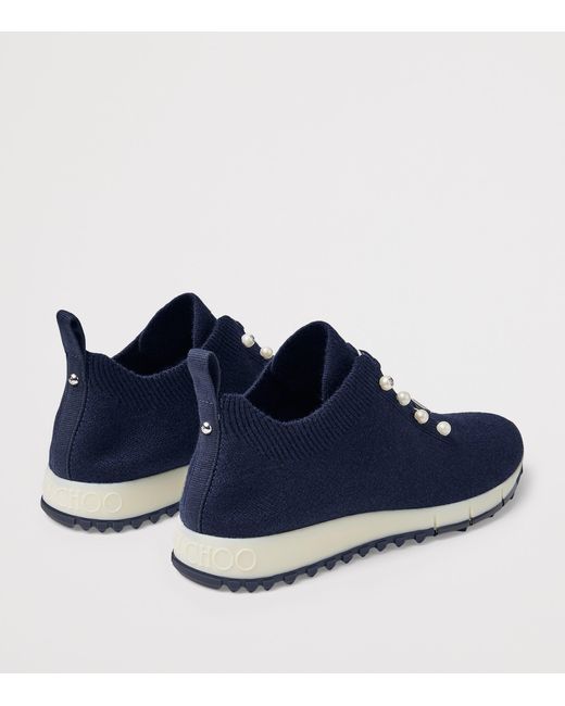 Jimmy Choo Blue Veles Cashmere Sneakers