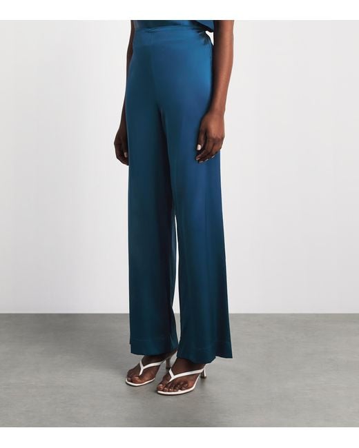 Staud Blue Silk Stroll Trousers
