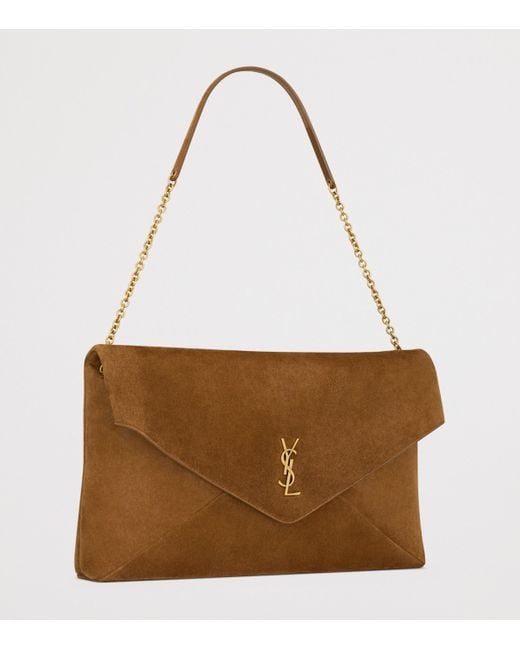 Saint Laurent Brown Extra Large Cassandre Envelope Chain Wallet