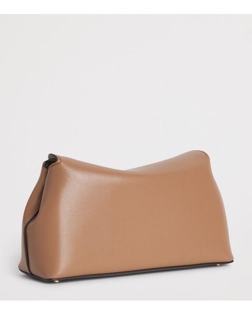 Totême Brown Leather T-Lock Clutch Bag