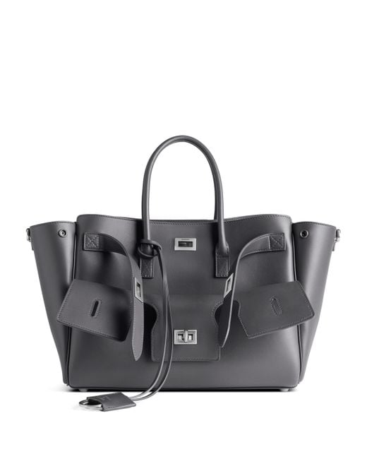 Balenciaga Black Small Leather Bel Air Carry All Tote Bag