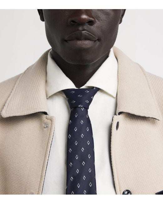 Emporio Armani Blue Silk Jacquard Diamond Tie for men