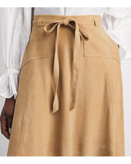 Polo Ralph Lauren Natural Suede Midi Skirt