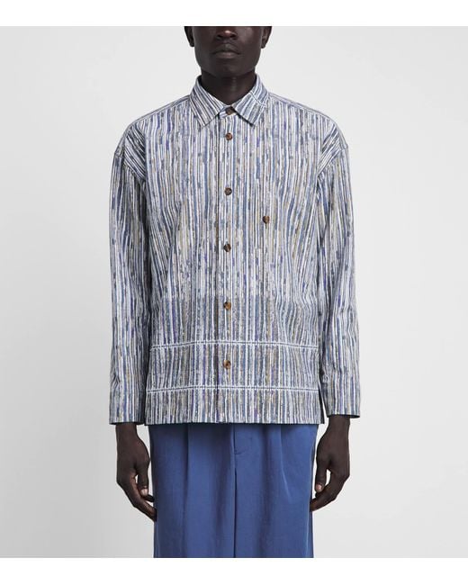 IM MEN Blue Cotton Curviness Shirt for men