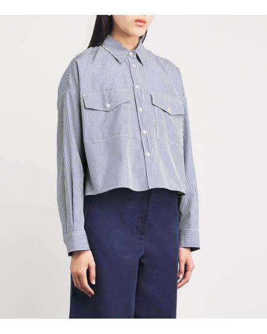 Weekend by Maxmara Blue Cotton Cropped Shirt
