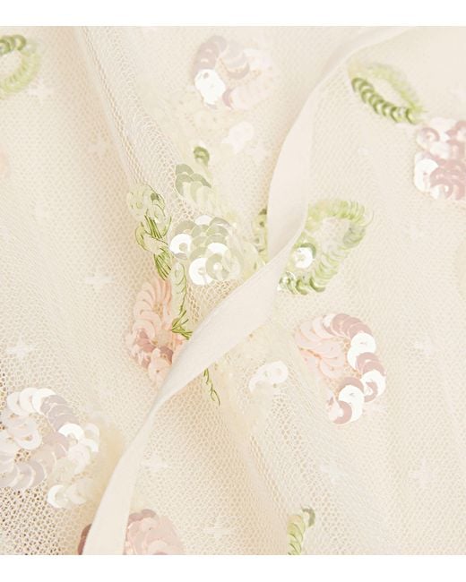 Needle & Thread Natural Sequinned Bloom Gloss Midi Dress