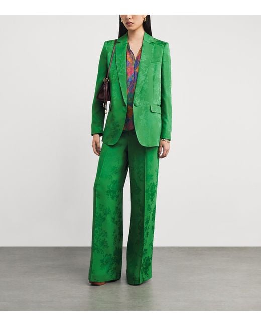 Etro Green Floral Single-Breasted Blazer