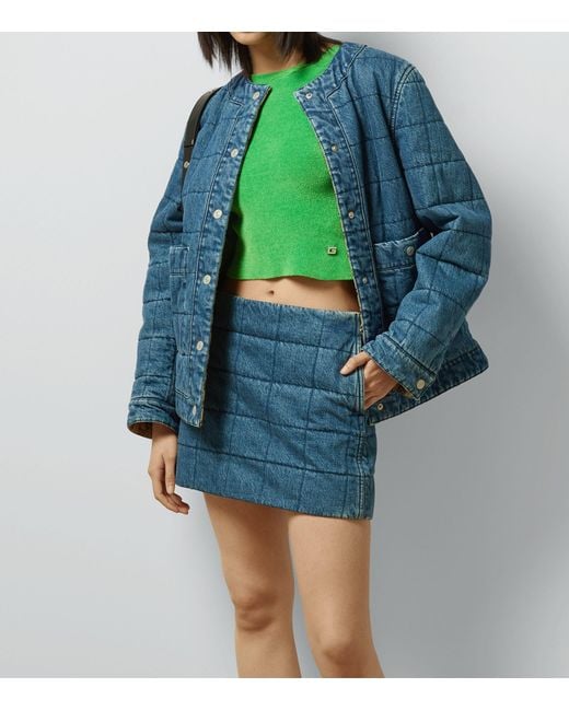 Gucci Blue Quilted Denim Mini Skirt