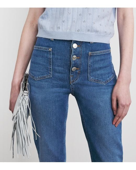 Maje Blue Patch-Pockets Flared Jeans