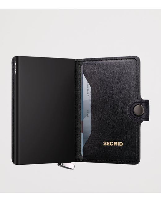 Secrid Black Leather Embossed Lines Miniwallet for men